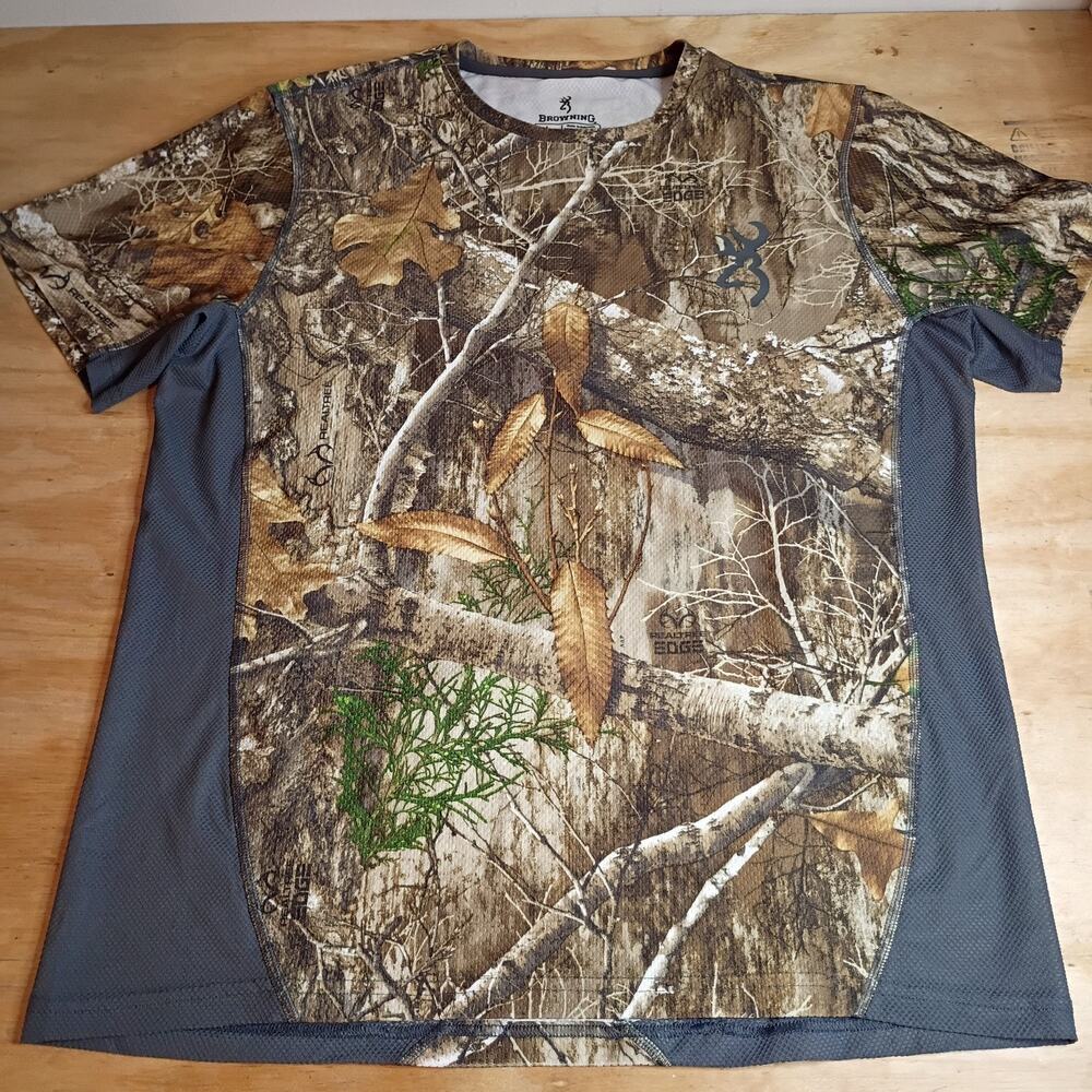 Browning Realtree EDGE Camo Short Sleeve T-Shirt | Men's Size Large L | Hunting